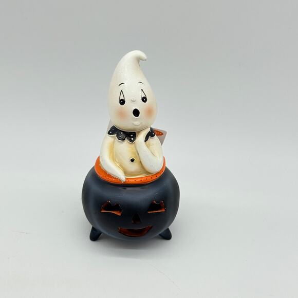 Johanna Parker Transpac Mini Ghost In Cauldron LED Light Up Halloween Decor NEW - Picture 1 of 6